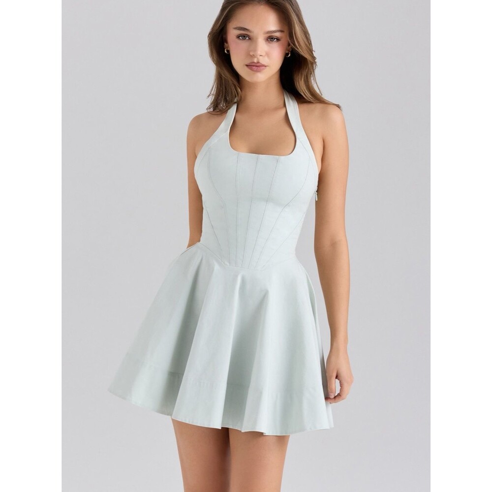 House of CB Halter Fit-and-Flare Mini Dress S - Light Mint